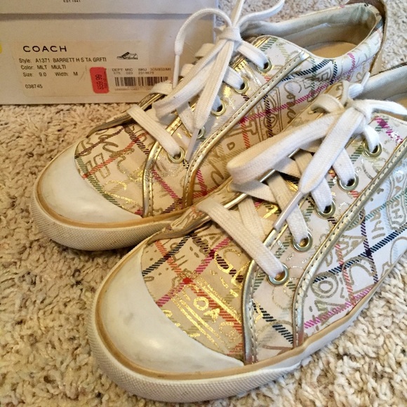 coach gold tennis shoes